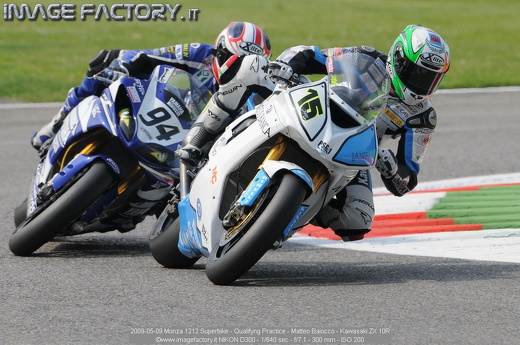 2009-05-09 Monza 1212 Superbike - Qualifyng Practice - Matteo Baiocco - Kawasaki ZX 10R